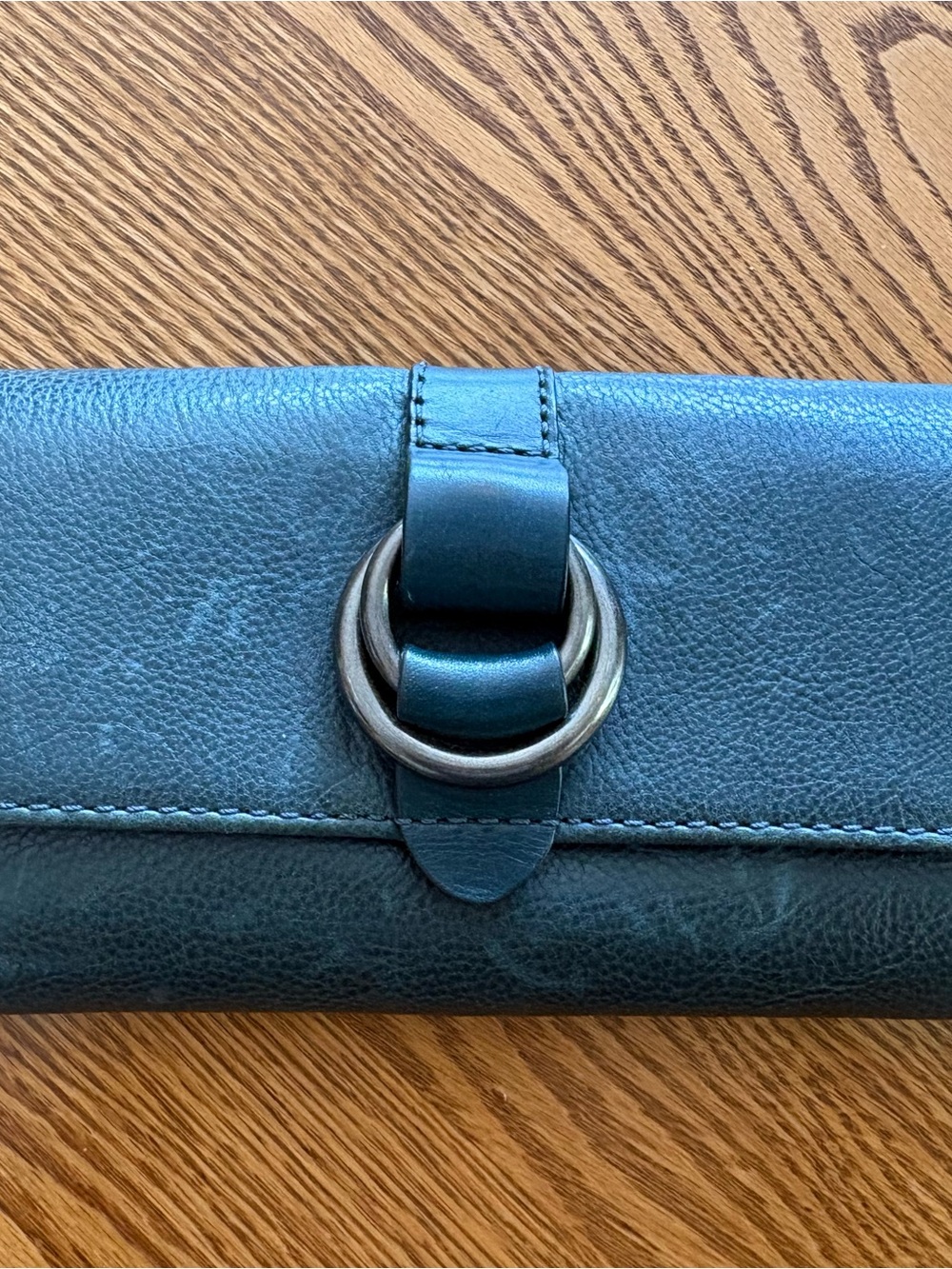 Frye Teal Leather Ring-Accent Women's Clutch